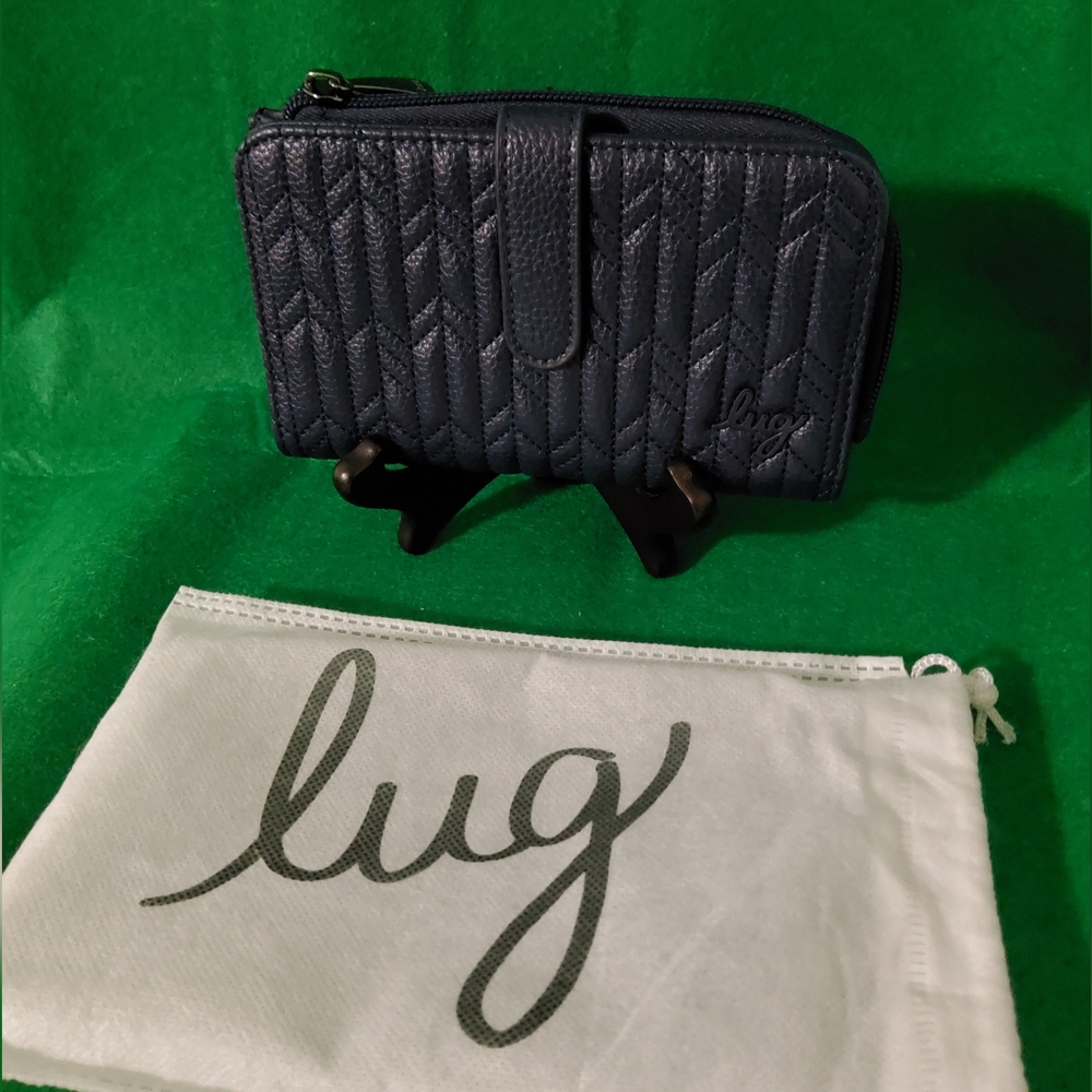 lug Quilted Midnight Blue Wallet with Zipper and Snap